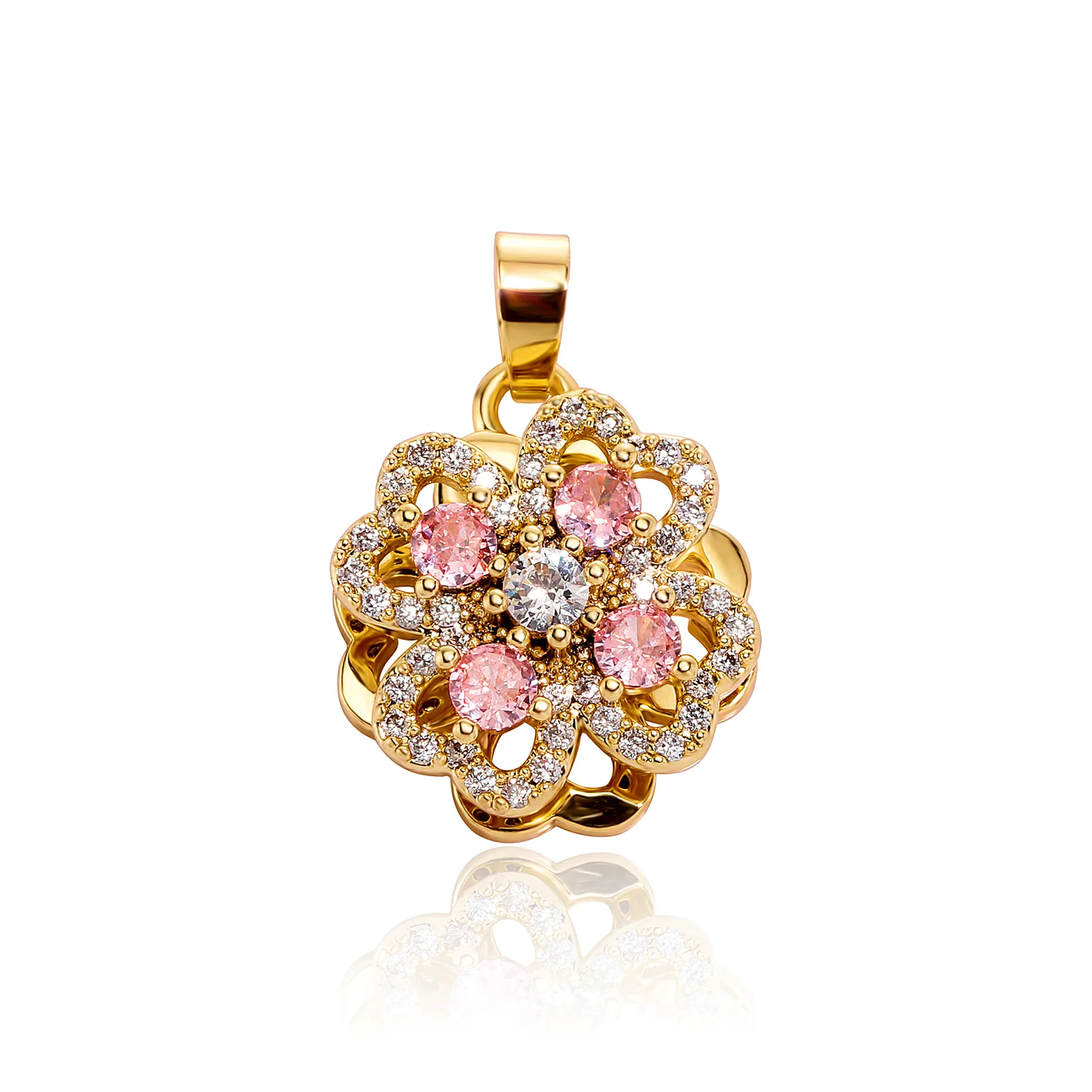 Clover Design Cubic Zirconia Pendant Necklace